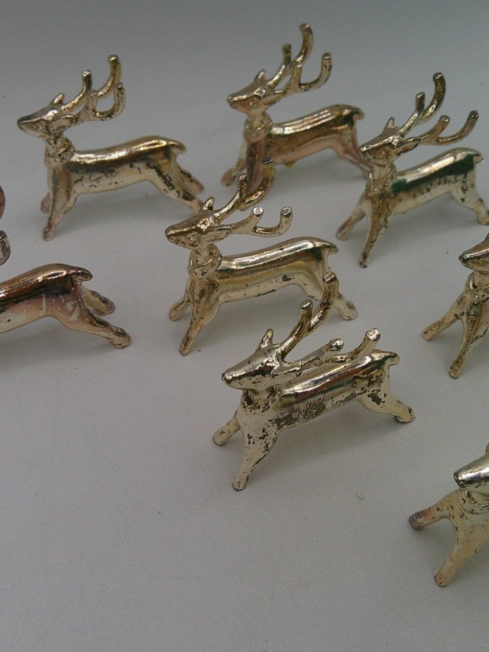 Vintage Silver Plate Xmas Deer Napkin Ring 8 Pcs Set Taiwan